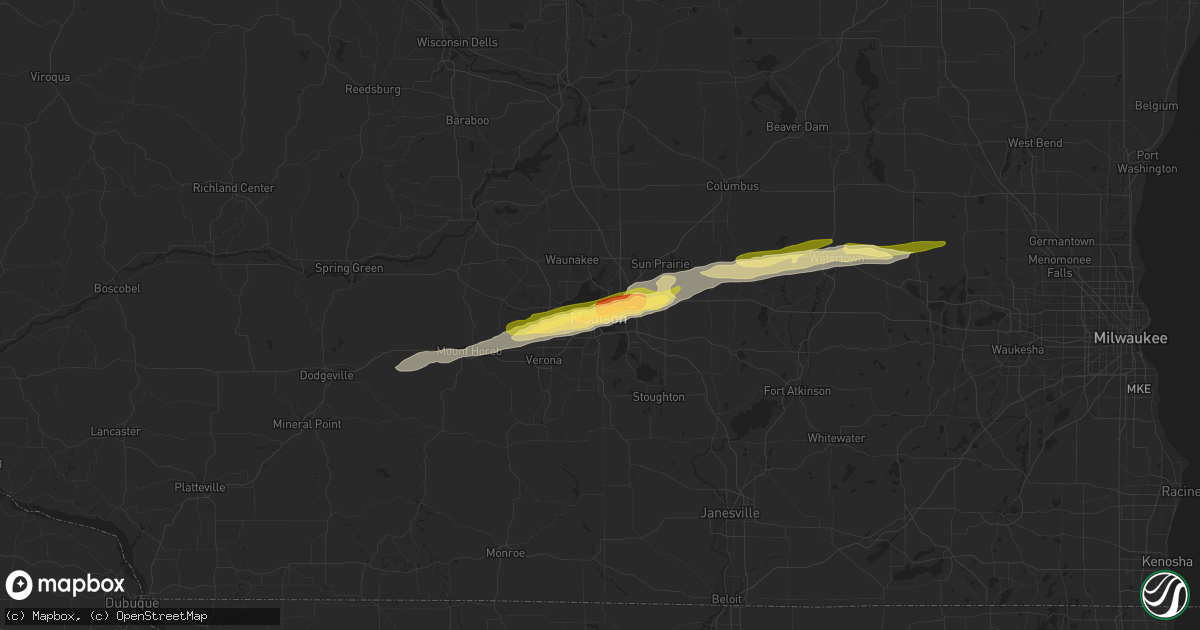 Hail Map in Madison, WI on October 23, 2023 HailTrace